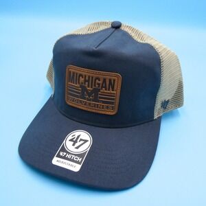 '47 Brand Hat Mens One Size 47‎ Hitch Michigan Wolverines Navy Blue Tan Mesh Cap